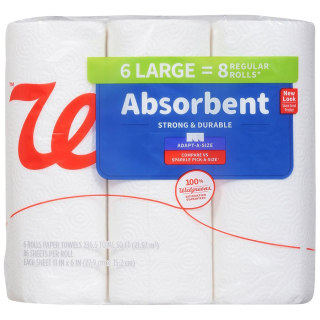 Absorbent Paper Towels (6 Rolls)