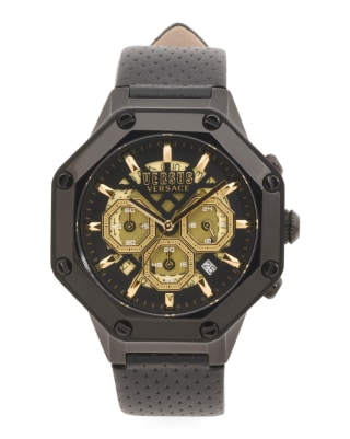 Palestro Black Leather Strap Watch