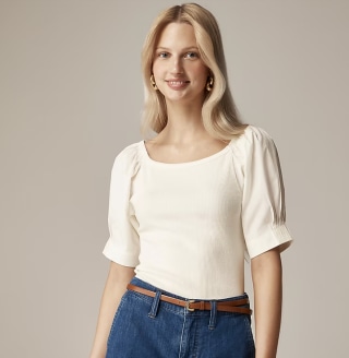 Puff Sleeve Vintage Rib Top