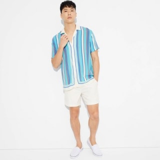 Men's Striped Short Sleeve Button-Down Shirt