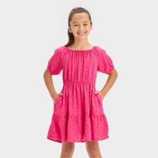 Girls' Short Sleeve Woven Dress