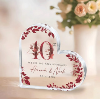 Personalized 40th Anniversary Acrylic Heart Plaque