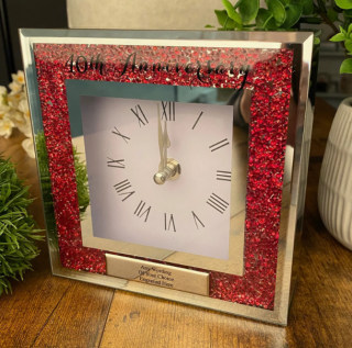 Personalized Ruby Glass Clock