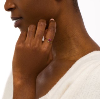 Ruby and Polished Heart Open Wrap Ring