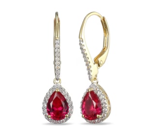 Ruby and White Sapphire Frame Drop Earrings
