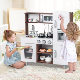 Kids Kitchen Playset Pretend Play Kitchen Toy with Realistic Sounds & Lights