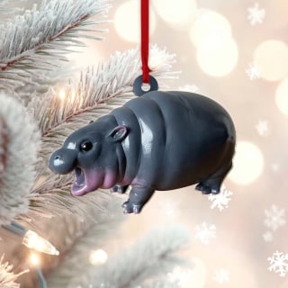 Moo Deng Christmas Ornament