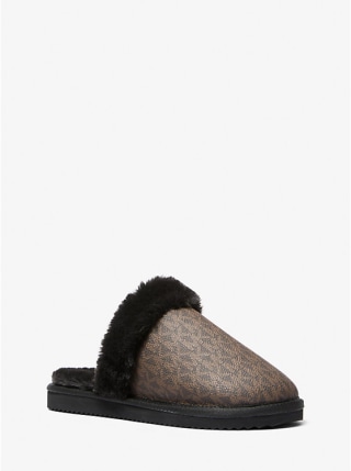 Liddy Signature Logo and Faux Fur Slipper