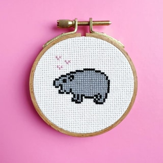 Tiny Hippo Cross-Stitch Pattern