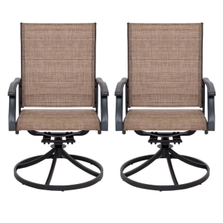 Nuu Garden 2-piece swivel dining chair with steel upholstery for outdoor use