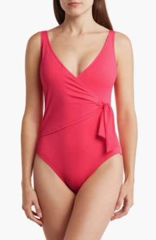 Wrap Tie Front One-Piece Swimsuit