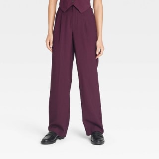 High-Rise Pleat Front Straight Trousers