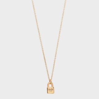 14 Karat Gold Ion Plated Lock Necklace