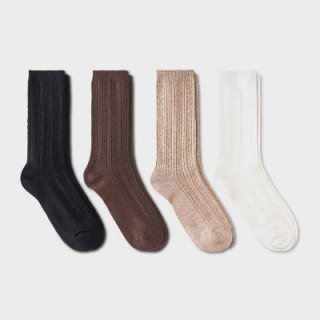 Ultra Soft Everyday Cable Crew Socks (Set of 4)