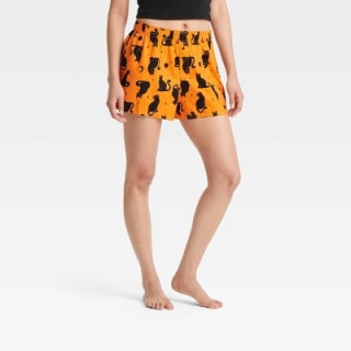 Cat Print Halloween Pajama Shorts