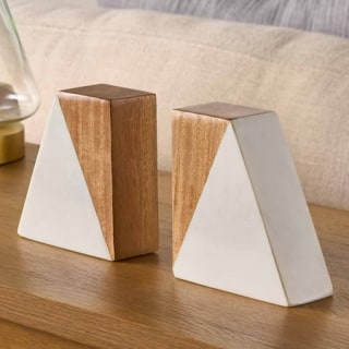 Wood and Marble Bookends