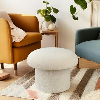 Boucle Mushroom Upholstered Storage Ottoman