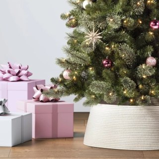 Roll-Up Rope Christmas Tree Collar Ivory (26 Inch)