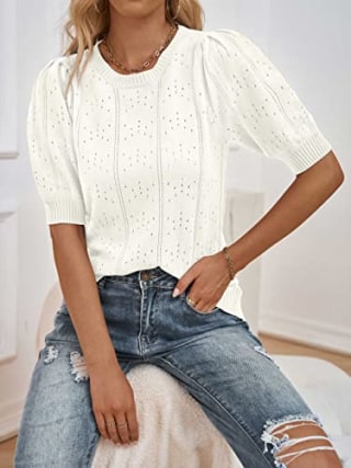 2024 Fall Puff Short Sleeve Sweater Top
