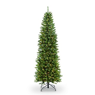 Puleo International 7.5-Foot Pre-Lit Fraser Fir Pencil Artificial Christmas Tree