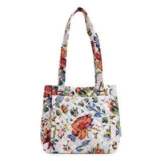 Cotton shoulder bag with multiple compartments