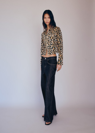Leopard-Print Jacket with Double Zipper