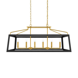 Parley 6-Light Matte Black and Gold Linear Chandelier