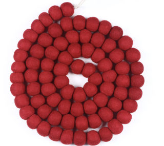 Red Felt Pom Pom Garland