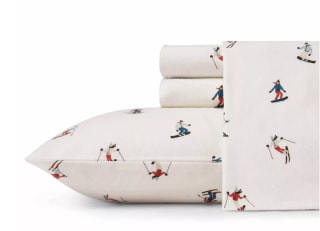 Skier Patterned Flannel Sheet Set 