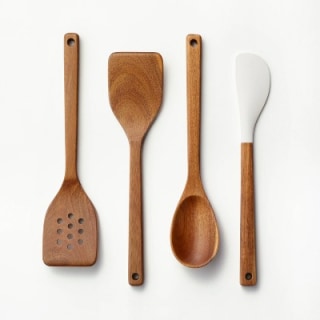 Wood Kitchen Utensil Set Brown