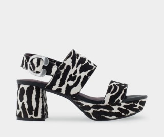 Comfortable Platform Sandal in Zebra Print Calf Hair