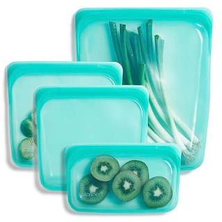 Stasher Platinum Silicone Food Grade Reusable Storage Bag, Aqua