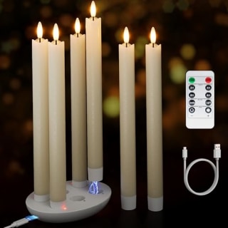 Rechargeable Flameless Taper Candles with Charging Station