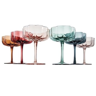 Flower Vintage Wavy Glass Coupes