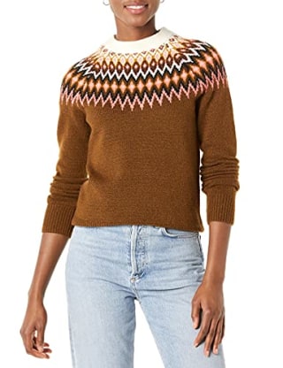 Soft-Touch Crewneck Fair Isle Pattern Sweater