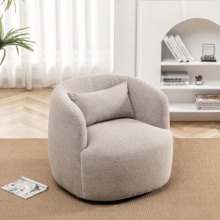 Kinwell Taupe Boucle Swivel Armchair