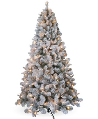 6.5' Feel Real Snowy Mixed Pine Tree with Clear Lights