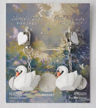 BFF Swan Magnetic Keychain Set