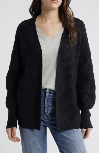 Rib Bishop Sleeve Cardigan