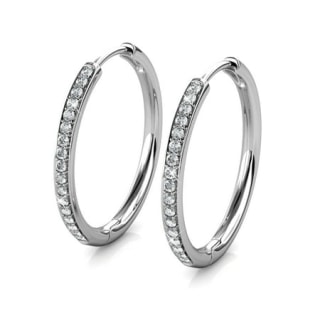 18k White Gold Hoop Earrings with Swarovski Crystals