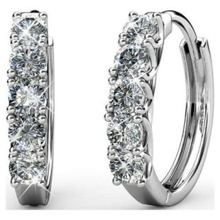 Bethany 18k White Gold Plated Hoop Earrings with Swarovski Crystals