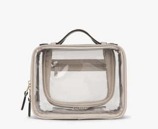 Calpak Medium Clear Cosmetics Case in Stone