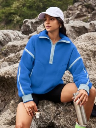 Women's Half Zip Sherpa Fleece Pullover