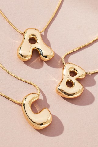 Anthropologie Bubble Letter Monogram Necklace