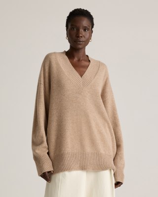 Mongolian Cashmere Oversized V-Neck Sweater