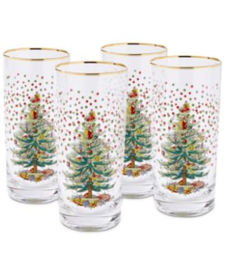Christmas Tree Polka Dot Highball Glasses