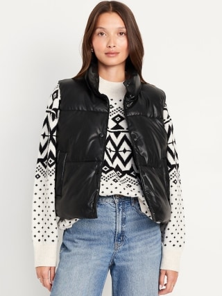 Old Navy Faux-Leather Puffer Vest