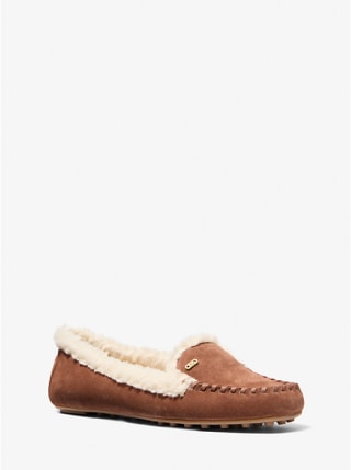 Micheal Kors Eve Suede and Faux Shearling Moccasin