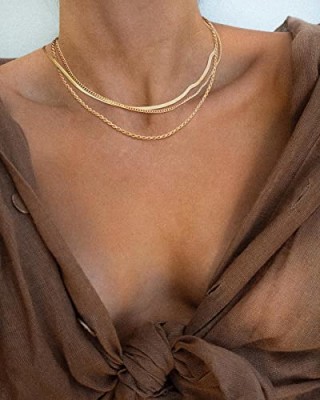 Gold Herringbone Necklace