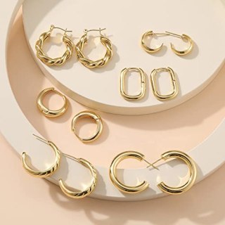 Gold Hoop Earrings Set